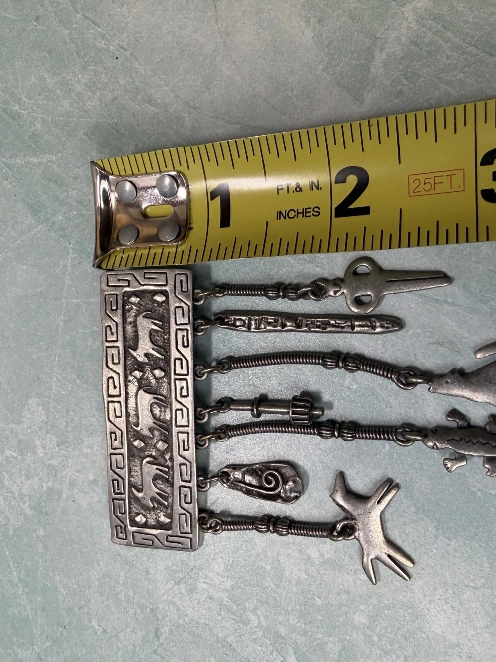 Vintage 1988 JJ Jonette Jewelry Southwestern Style Dangle Charm Brooch Pin